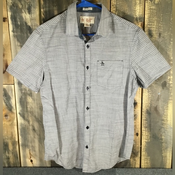Original Penguin short sleeve button down shirt men’s medium - Picture 1 of 5